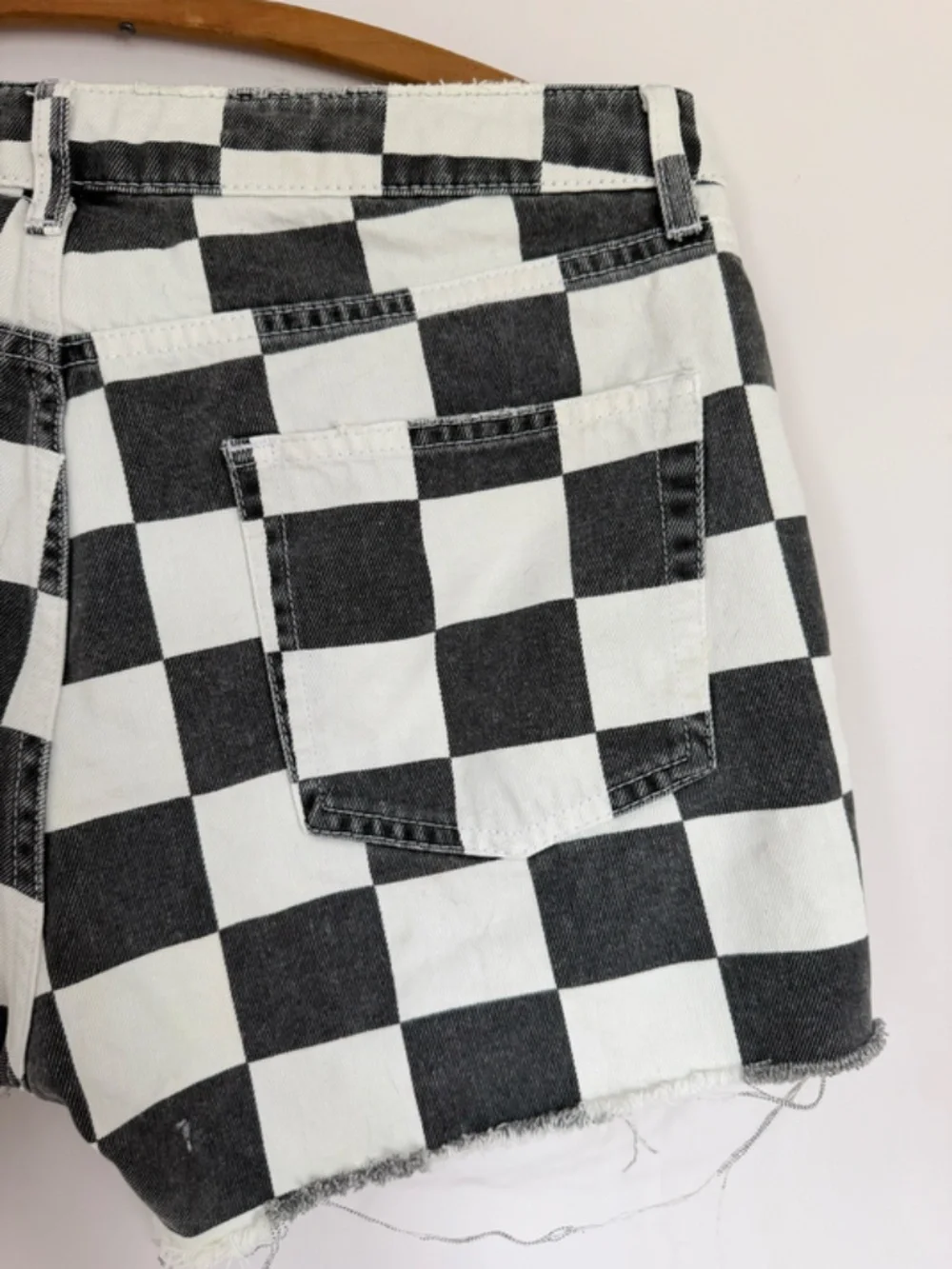 Black And White Checkers Cut Off Shorts